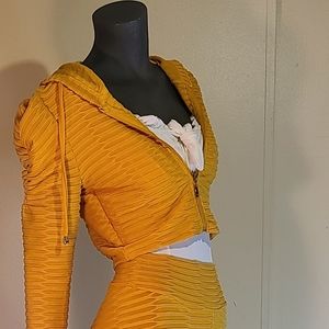 3 Pcs Yellow Hooded scrunch Booty Pants Jogger